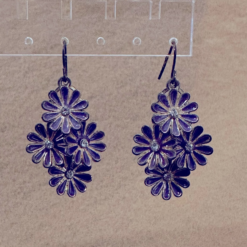Purple Flower Wire Earrings